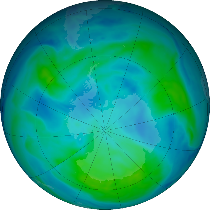 Antarctic ozone map for 27 February 2017